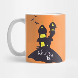 Halloween Witch's Hill in orange Mug